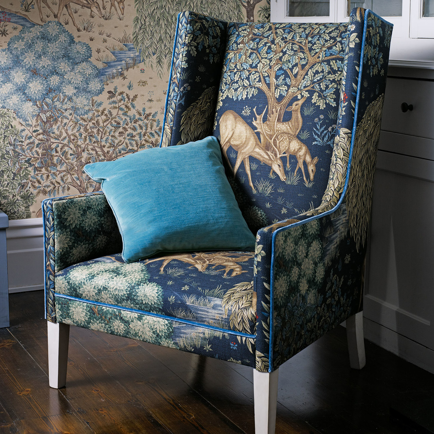 The Brook Tapestry Blue Fabric by MOR